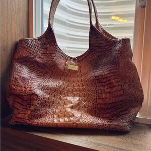 Cole Haan Brown Crocodile-Embossed Tote